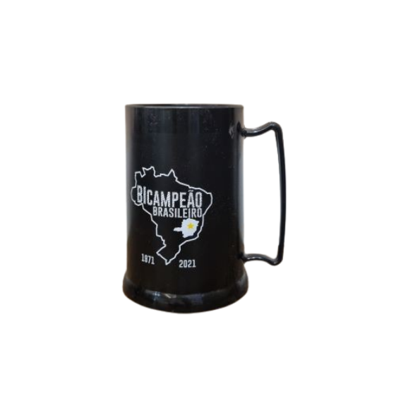 Mini Caneca Gel PC Preta Bicampeão - Atlético