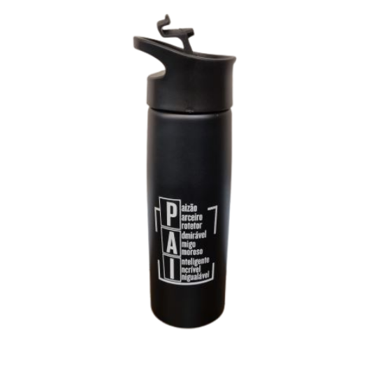 Squeeze preta com alça Pai 750 ml - garrafa PAI