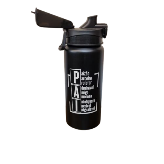 Garrafa Preta Pai 600 ml com trava/alça - PAI