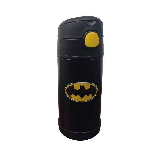 Garrafa Batman térmica inox com canudo e alça