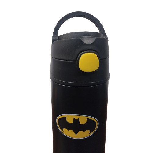Garrafa Batman térmica inox com canudo e alça