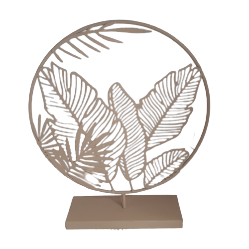 Escultura Flor em círculo vazada bege