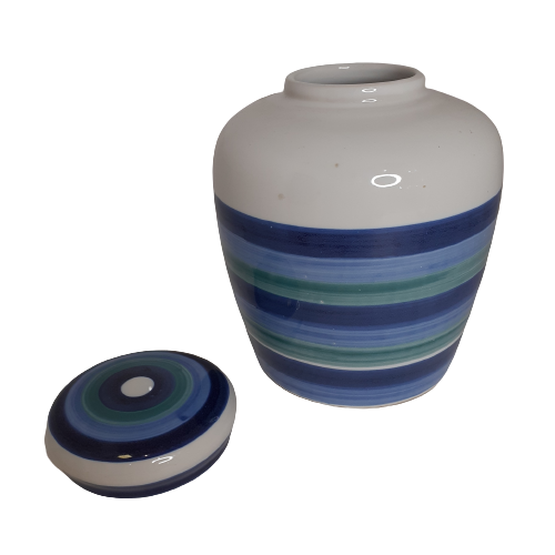 Pote com Tampa Azul e Verde Kare Porcelana