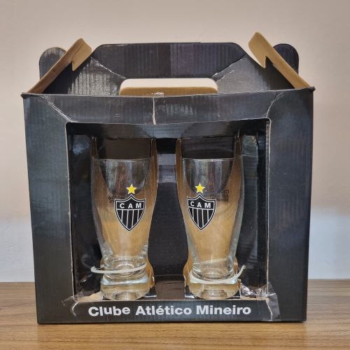 Jogo 2 copos de vidro Atlético 350ml - Produto Licenciado
